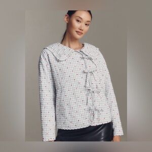 Anthropologie The Hazel heart print quilt jacket L NWOT